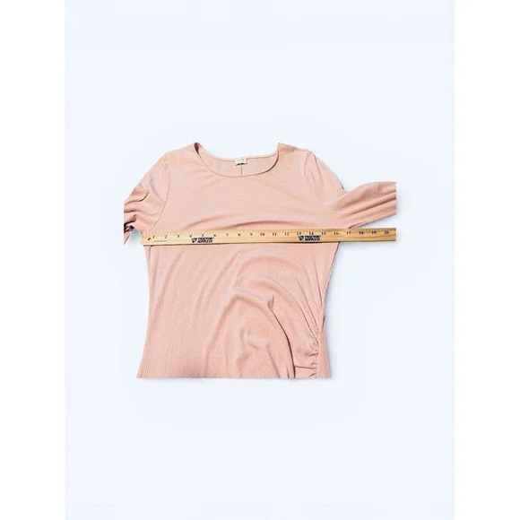 Wilfred Aritzia Light Pink Maxi Dress Ruched Side Front Slit Large Weddings Chic - Picture 7 of 7